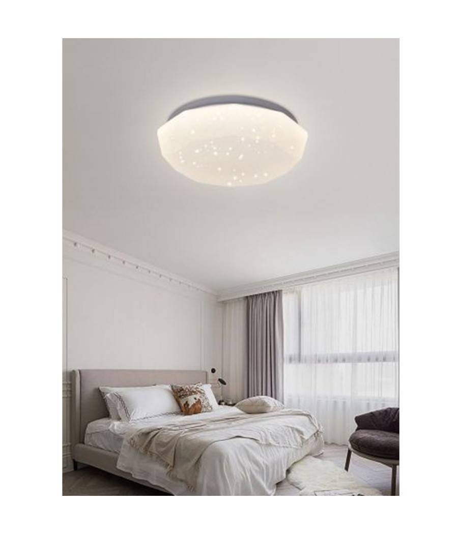 Plafoniera Soffitto 36 W Bianca Lavorata Puntini Luce 6500k 3000k 4000k C02-36 - -Bianco Naturale --0