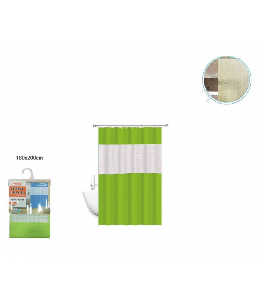 Tenda Doccia Vasca Impermeabile Antimuffa Verde 3d Giuntura 180 X 200 Cm 52133 --1