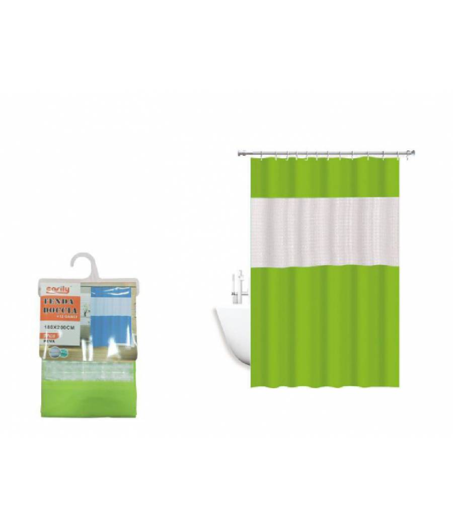 Tenda Doccia Vasca Impermeabile Antimuffa Verde 3d Giuntura 180 X 200 Cm 52133 --2