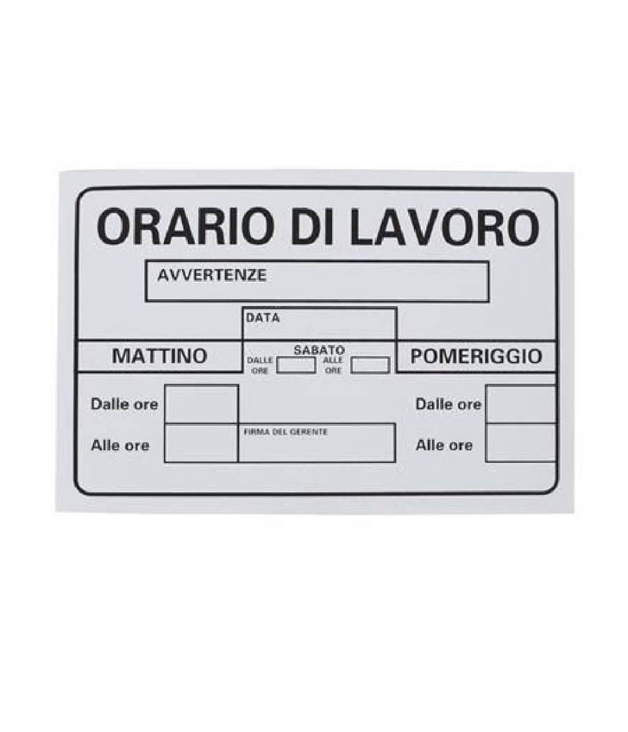 Cartello Targa In Pvc 30 X 20 Cm Orario Di Lavoro Ufficio Attivita' Segnaletica --1