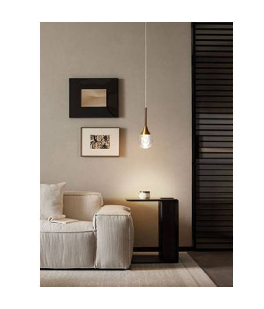 Lampadario Moderno Led 5w Globo Lampada Dorata Pendente Luce 3000k 4000k 6500k Lp-41 - -Bianco Caldo --0