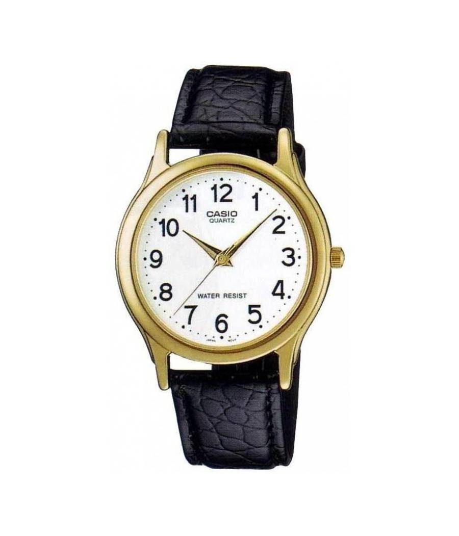 Orologio Polso Casio Mtp-1093q-7b1 Analogico Uomo Pelle Nera Oro Classico --0