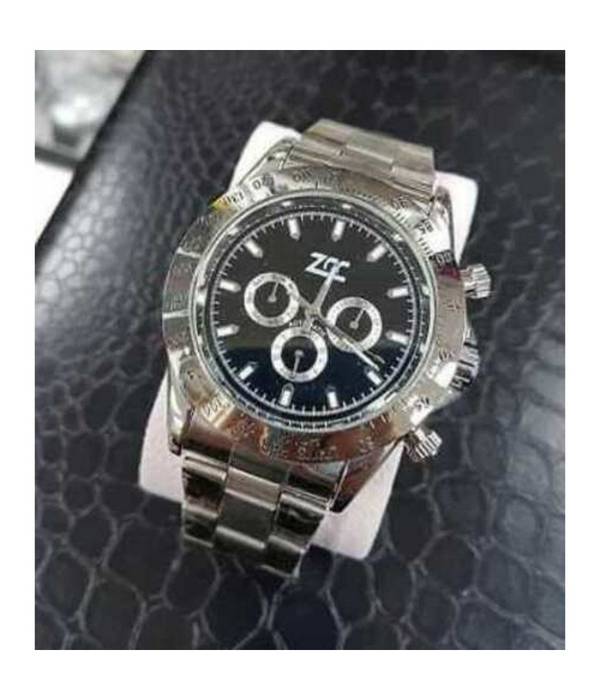 Orologio Da Polso Zcc Per Uomo Automatico Cronografo Elegante Silver Fondo Nero -