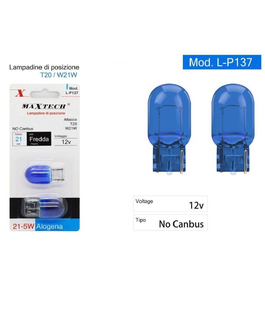 Lampadine Posizione Auto T20 W21w 12v 21w Luce Fredda Alogena No Canbus L-p137 --1