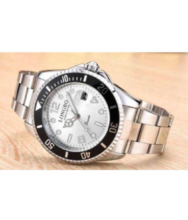 Orologio Polso Longbo 80430g Uomo Quarzo Impermeabile Data Elegante Silver Nero -