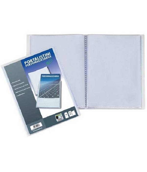 Set 2 Porta Listino A4 Personalizzabile 20 Buste Fogli In Polipropilene 22x30cm -
