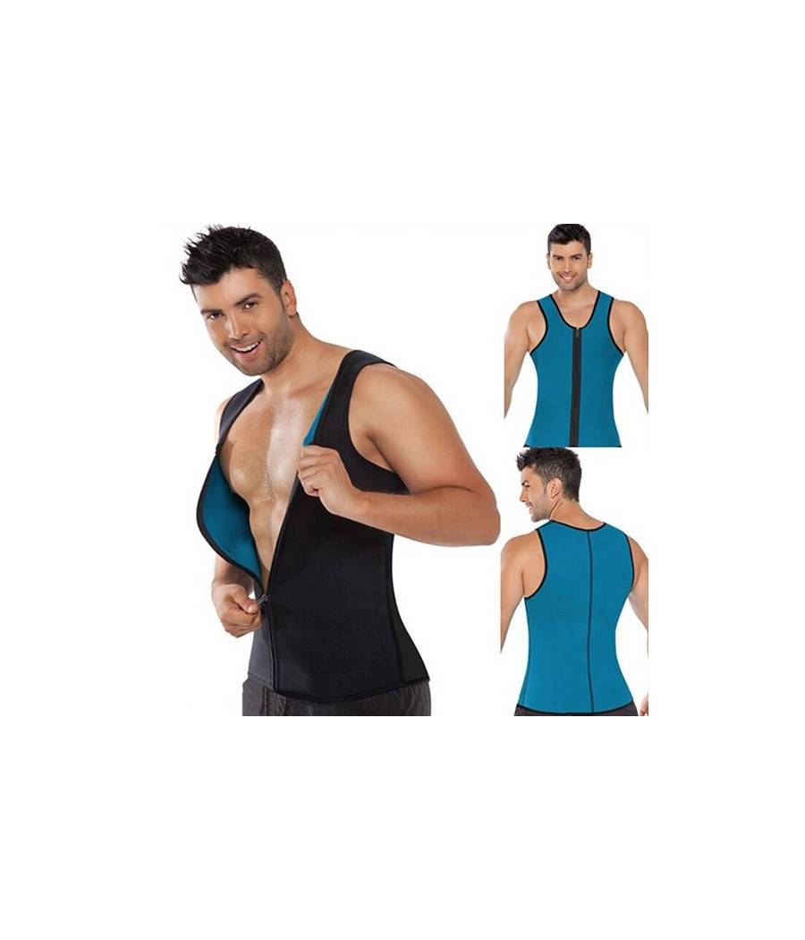Canotta Snellente Uomo Con Zip Shapers Dimagrante Riduci Peso Neotex Azzurra - XXL-1