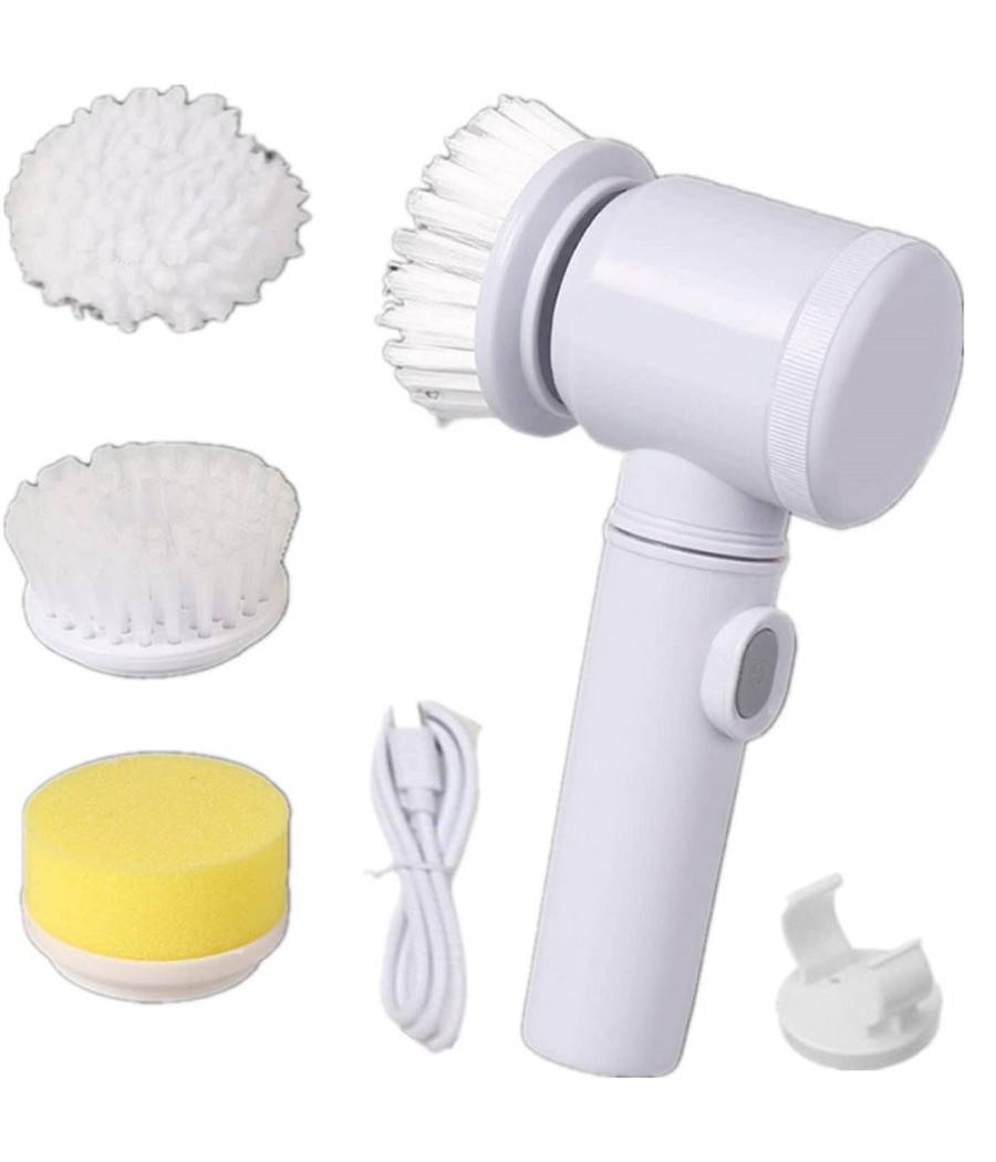 Spazzola Rotante Elettrica Per Pulizia Multifunzione Con 3 Testine Bagno Cucina --0