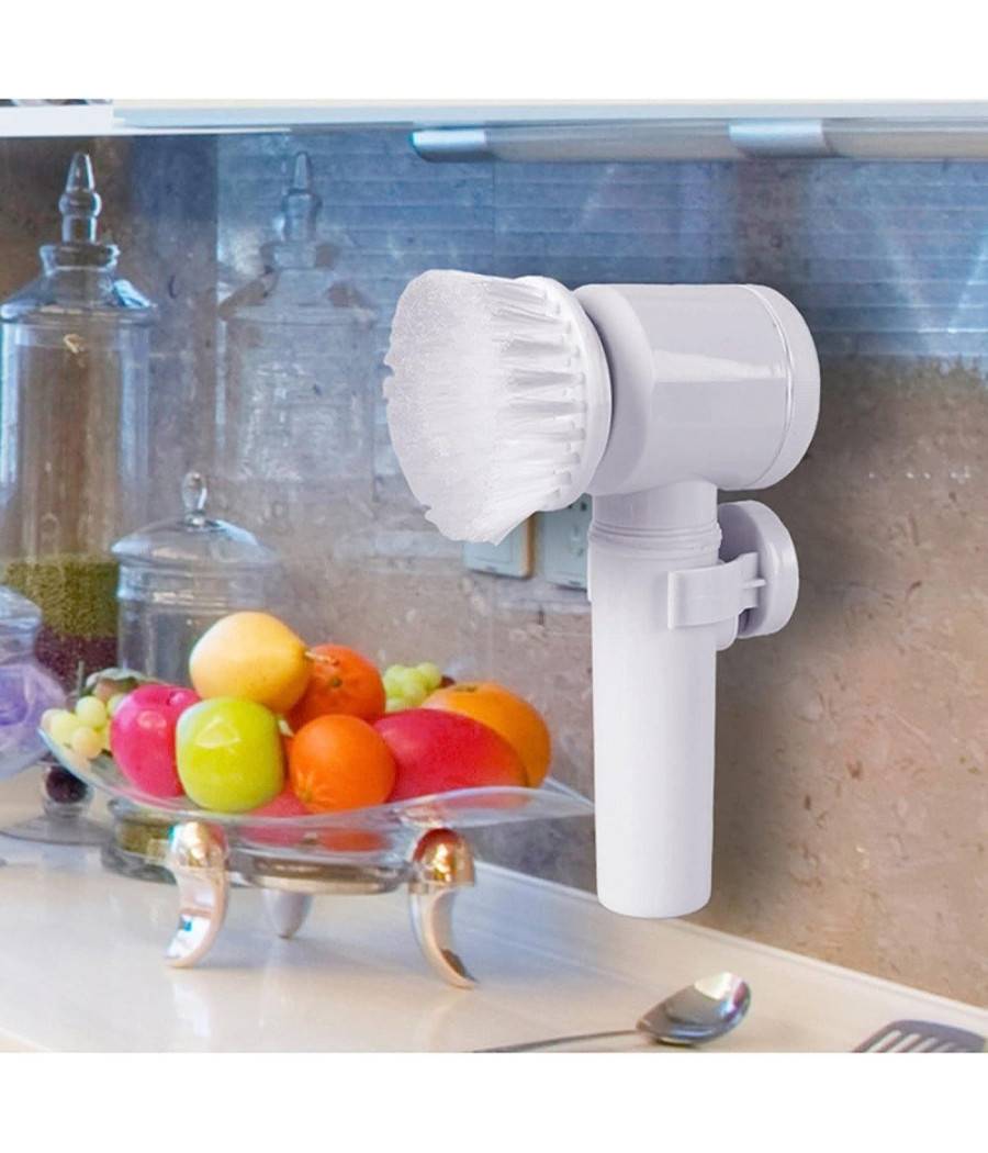 Spazzola Rotante Elettrica Per Pulizia Multifunzione Con 3 Testine Bagno Cucina --2