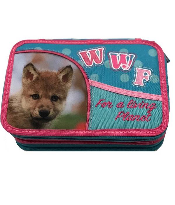 Astuccio Porta Penne 3 Zip Cerniere Wwf Panini Collezione Portapastelli Scuola -