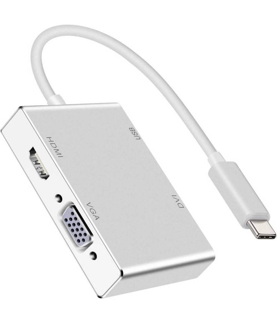 Adattatore Convertitore Audio Video 4in1 Da Type-c A Vga Hdmi Dvi Usb3.0 Tpc-444 --3