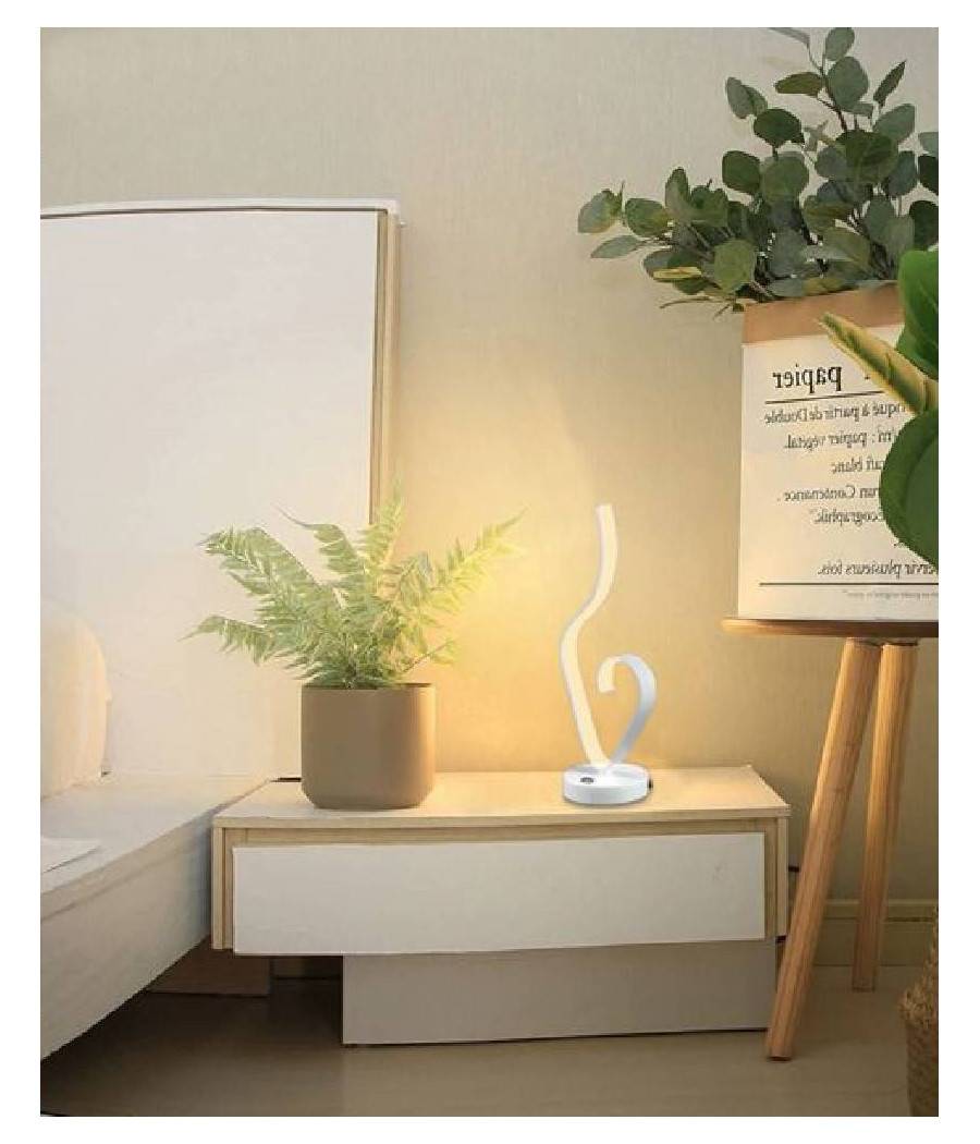 Lume Da Comodino Ad Onda Design Moderno 10 W Lampada Tavolo Abatjour 39x15 Luce - -Bianco Caldo --1