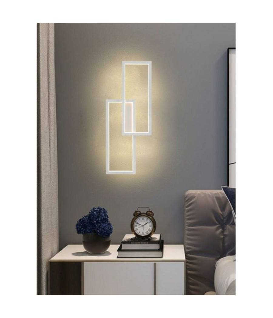 Applique Led Da Parete 32w 2 Rettangoli Aperti Luce Calda Fredda Naturale Aq25-b - -Bianco Caldo --0