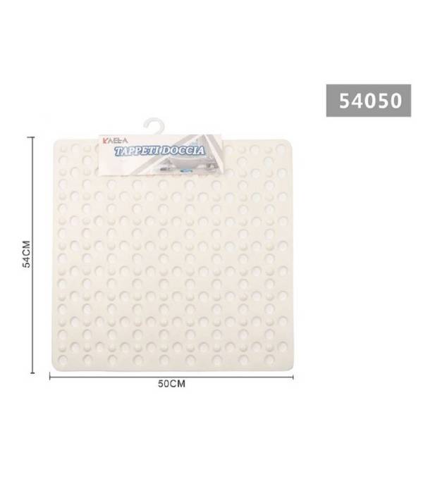 Tappeto Tappetino Doccia Antiscivolo Quadrato 50x54cm Vasca Bagno 54050 Bianco -