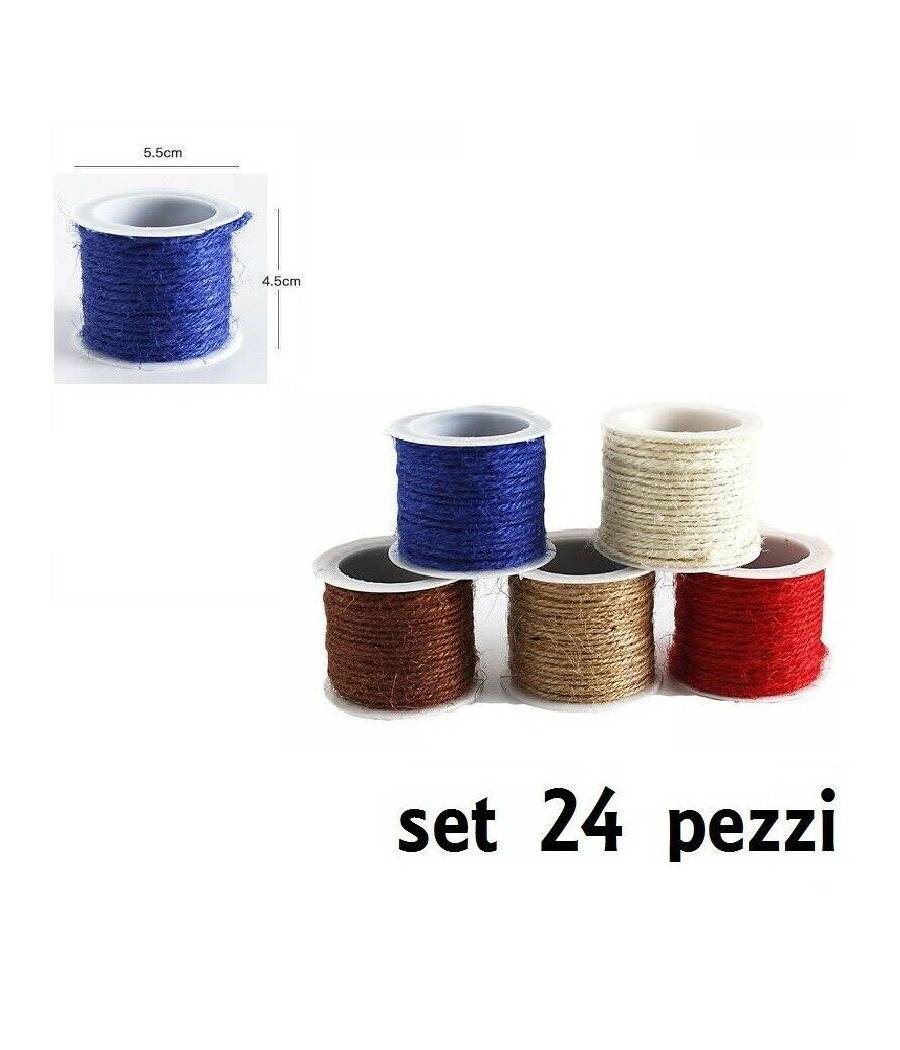 Set 24 Pezzi Filati Di Lino Colorato 3mmx4,5mt Lavoretti Bricolage Hobby --0