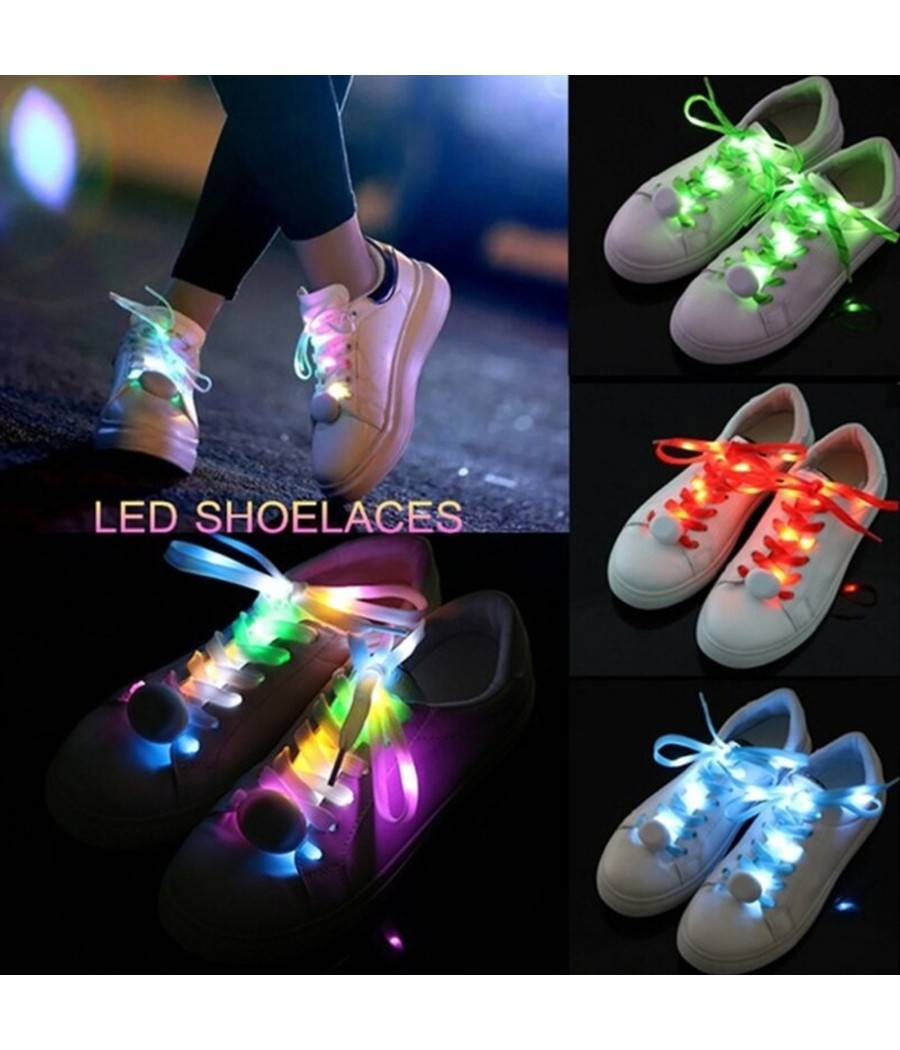Coppia Di Lacci Piatti Per Scarpe Colorati Con Luci A Led Stringhe Sneaker --0