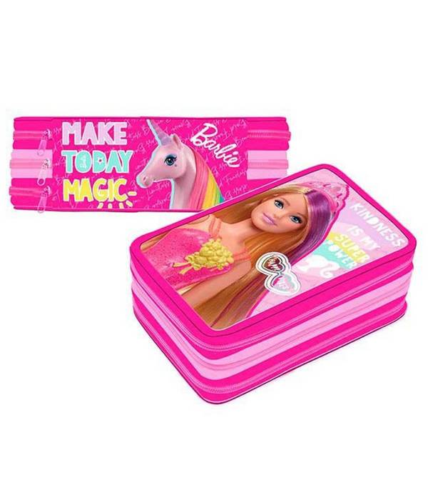 Astuccio 3 Zip Cerniere Portapastelli Matite Scuola Barbie Make Today Magic -