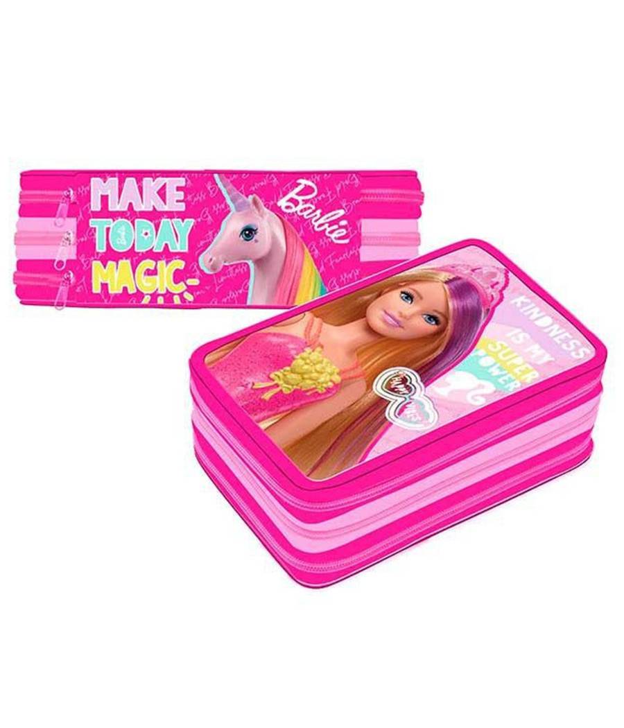 Astuccio 3 Zip Cerniere Portapastelli Matite Scuola Barbie Make Today Magic --0