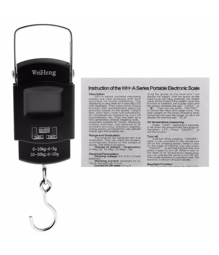 Bilancia Portatile Elettronica Per Pesca Caccia Pesa Bagagli 50 Kg Wh-a08 --2