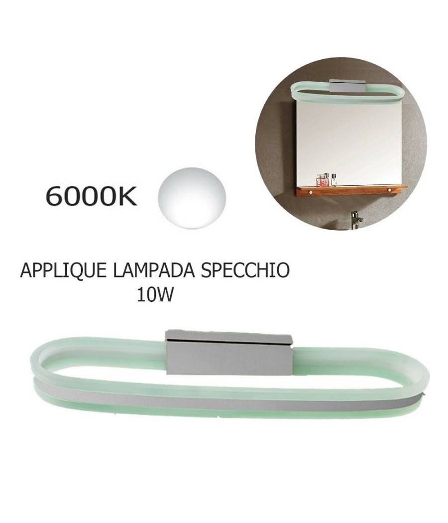 Applique Lampada Moderno Da Parete Muro Specchio 10w Bagno 50 Led 2835 Smd Luce - -Bianco Freddo --2