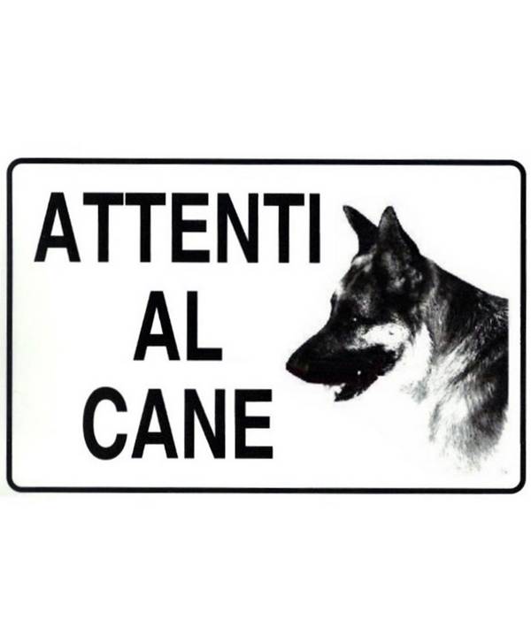Cartello Attenti Al Cane 20x30 Cm Pvc Rigido Adesivo Segnaletica Sicurezza -