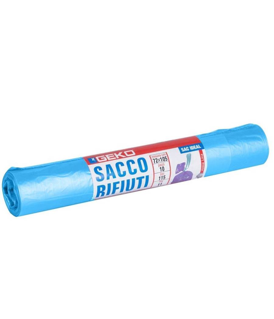 Rotoli Sacchetti Buste Per Spazzatura 115lt 72x105cm Chiusura Con Laccetto Blu --2