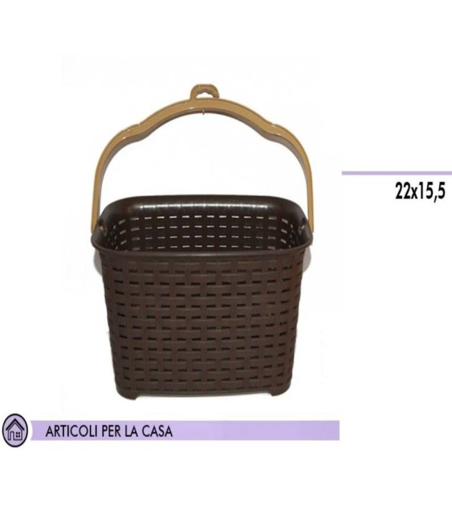 Cestino Portamollette Cesto Porta Mollette Effetto Rattan In Plastica Colorato --1