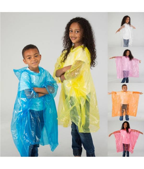 Poncho Mantella Impermeabile Con Cappuccio Pioggia Bambini Bambina Bimbo Ragazzo -