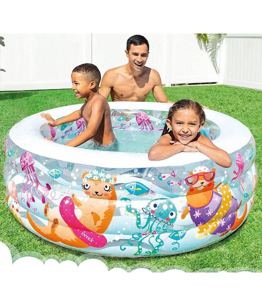 Piscina Baby Aquarium Gonfiabile Multicolore 152 X 56cm Per Bambini Estate 58480 --1
