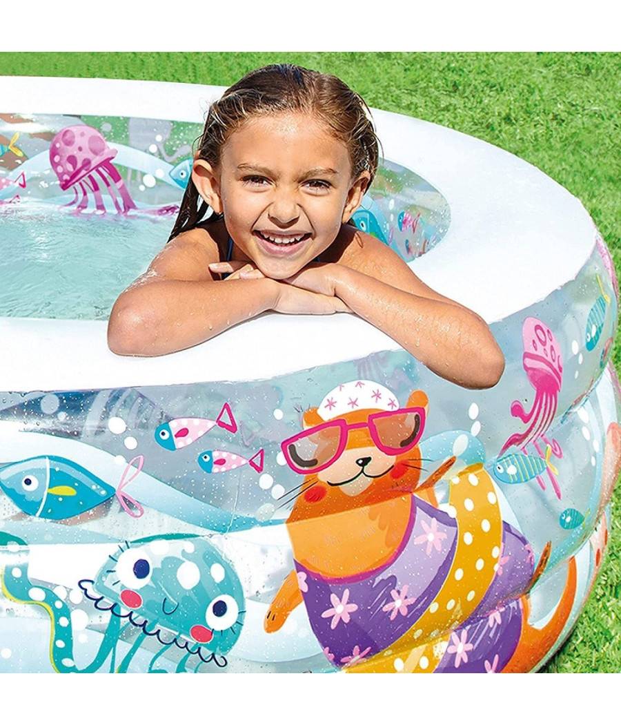 Piscina Baby Aquarium Gonfiabile Multicolore 152 X 56cm Per Bambini Estate 58480 --3
