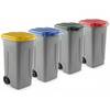 Bidone Raccolta Differenziata 100 Litri Con Coperchio Colorato E Ruote 1 Solo Pz - Giallo