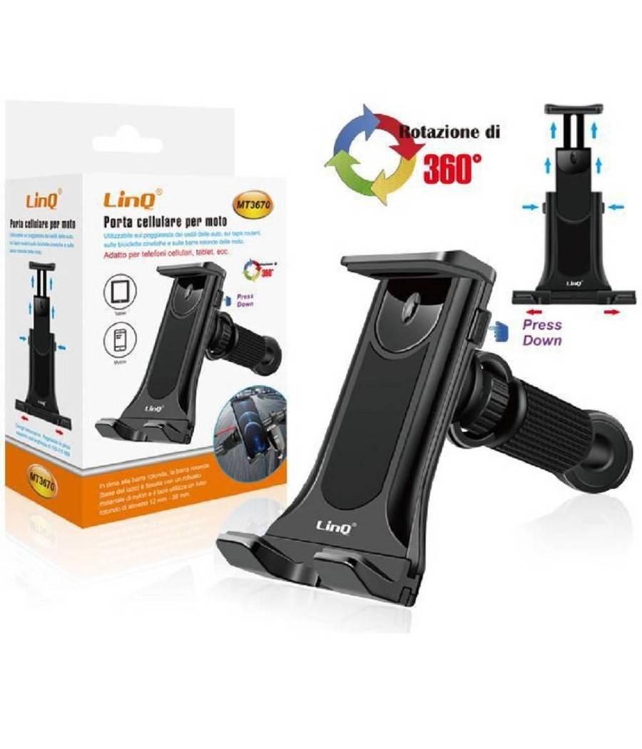 Supporto Staffa Porta Cellulare Per Moto Per Smartphone Rotazione Di 360° Mt3670 --0