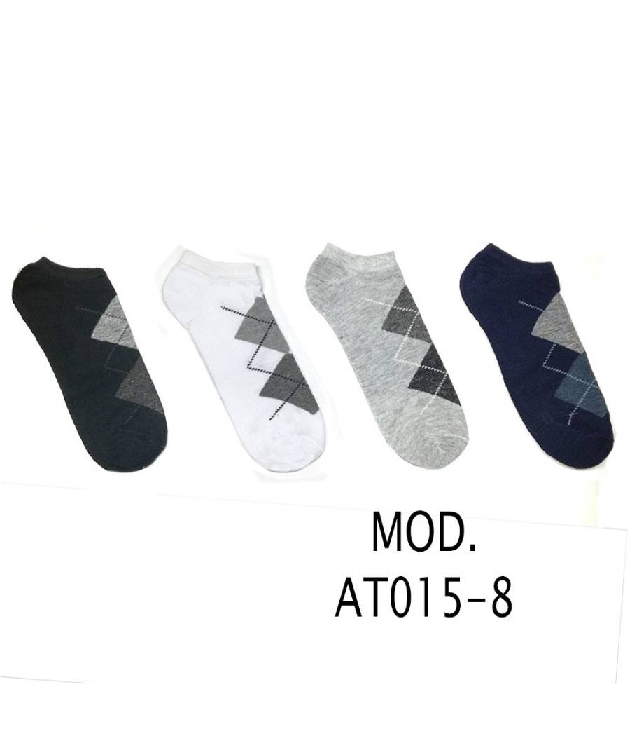 12 Paia Di Calzini Uomo Collo Basso Comodi In 4 Colori Rombi Dal 40 Al 46 At015-8 --0
