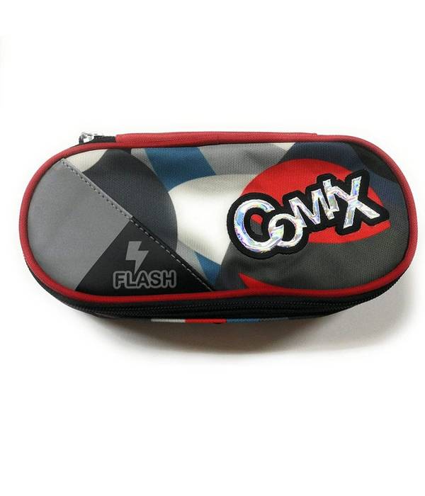 Astuccio Scuola Ovale Comix Flash Organizzato Portapenne 22 X 5 X 7 Cm Rosso Nero -