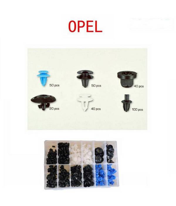 Set Clip Di Fissaggio Per Auto Opel Confezione 300 Pezzi Ricambi Plastica -