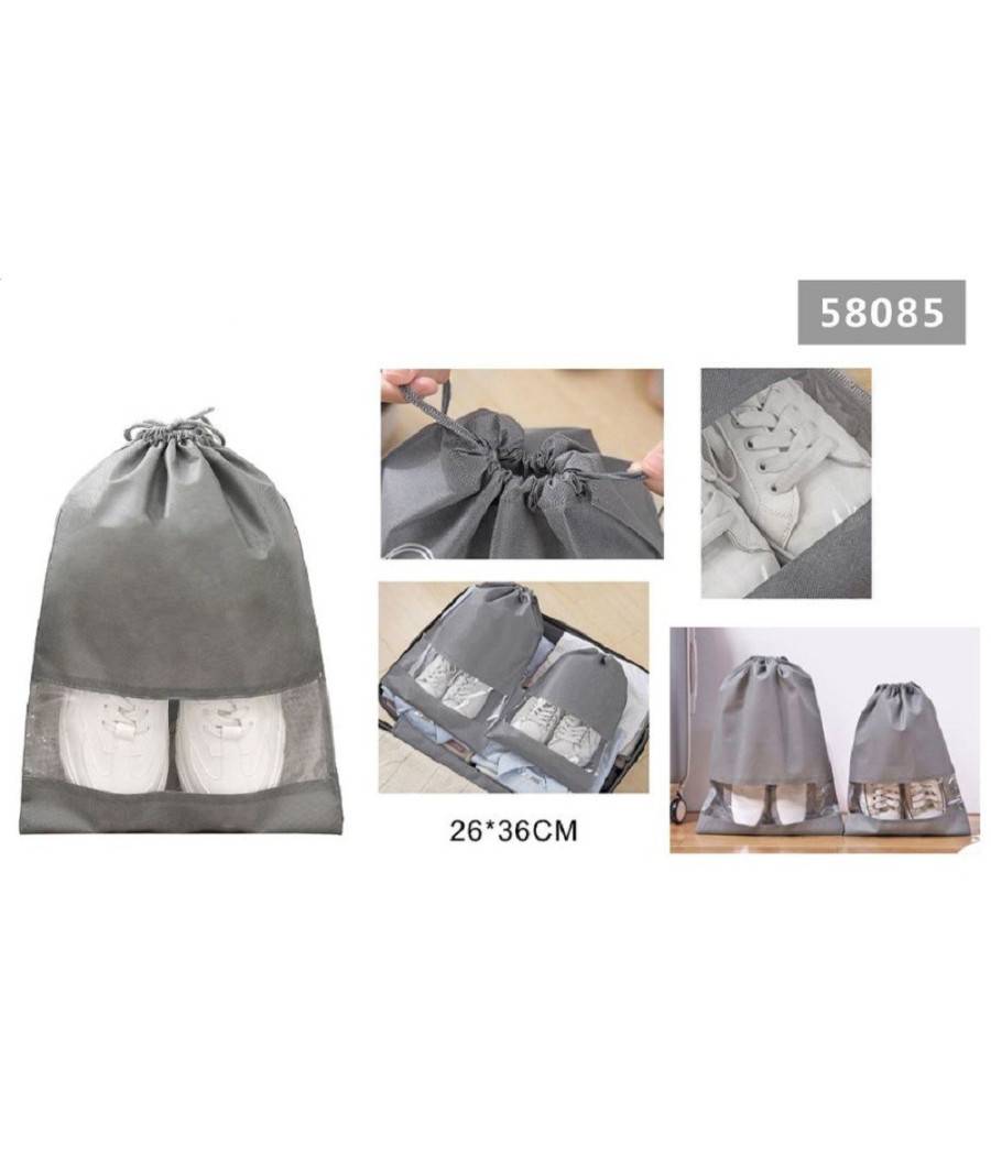 Set 2pz Borsa Sacchi Sacca Porta Scarpe Portascarpe Viaggio Sport 26x36cm 58085 --0