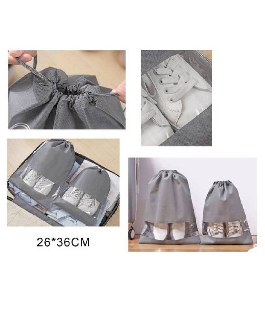 Set 2pz Borsa Sacchi Sacca Porta Scarpe Portascarpe Viaggio Sport 26x36cm 58085 --2