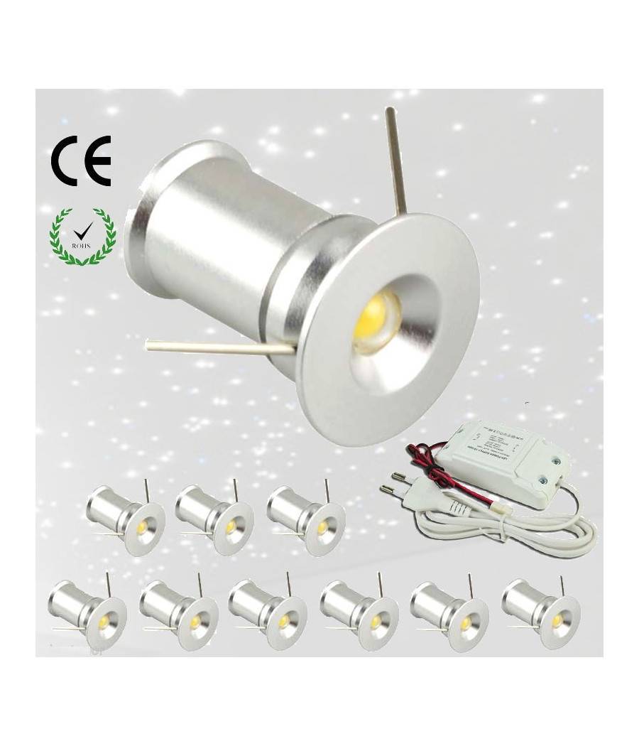 Punto Luce 9 Led Soffitto Cielo Stellato Bianco Freddo Caldo Naturale Blu 1w - -Bianco Naturale --0