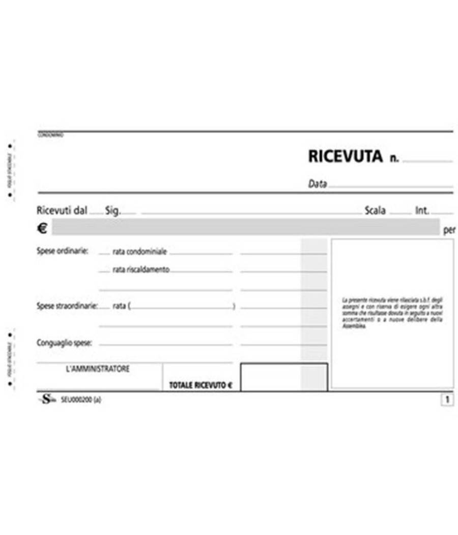 Set 3 Pezzi Ricevute Ricevuta Condominio 100x170 Copia 50 Fogli X2 Contabilita' --0