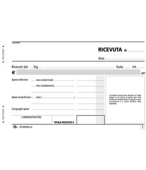 Set 3 Pezzi Ricevute Ricevuta Condominio 100x170 Copia 50 Fogli X2 Contabilita' -