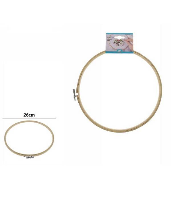 Telaio Per Ricamo In Legno Tondo Con Fibbia Metallo Accessori Cucito 26cm 53550a -