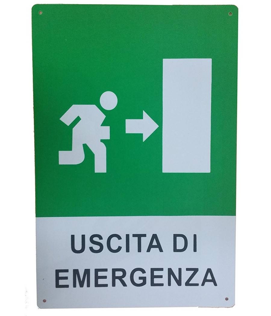 Cartello Uscita Di Emergenza Freccia A Destra Segnaletica Direzionale Sicurezza --0