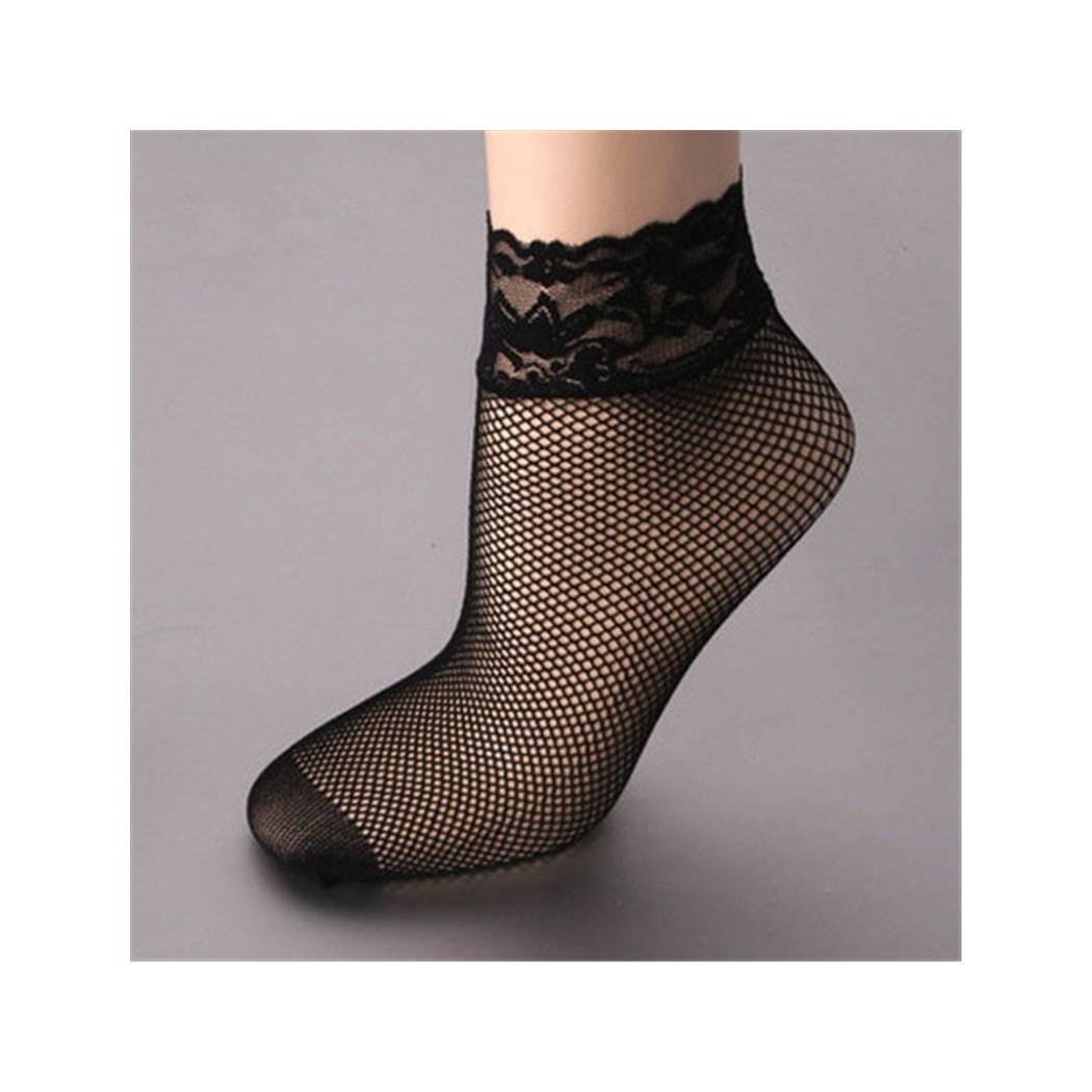 Calzino Calzini Velati Gambaletto Corto Nero Rete Pizzo Merletto Calze Lingerie --0