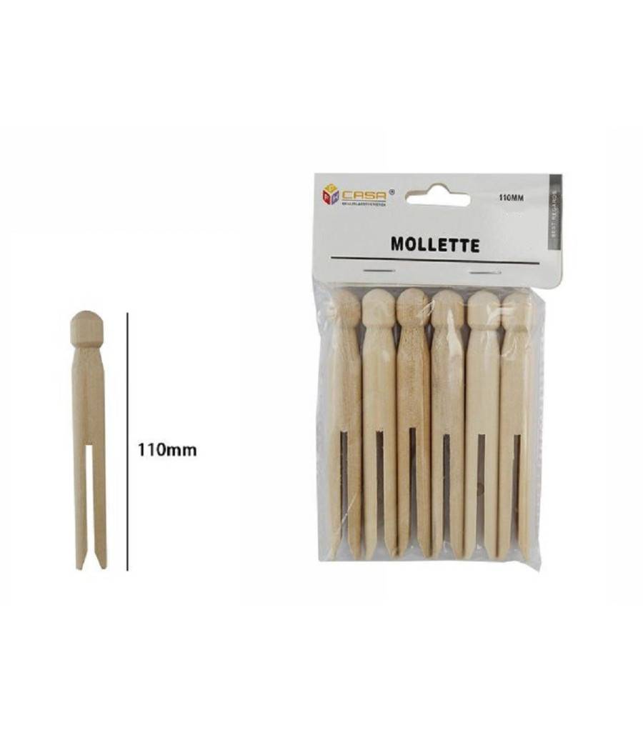 Set 18 Pz Mollette Pinze Bucato Panni In Legno Bricolage Hobbystica 110mm 53895a --0