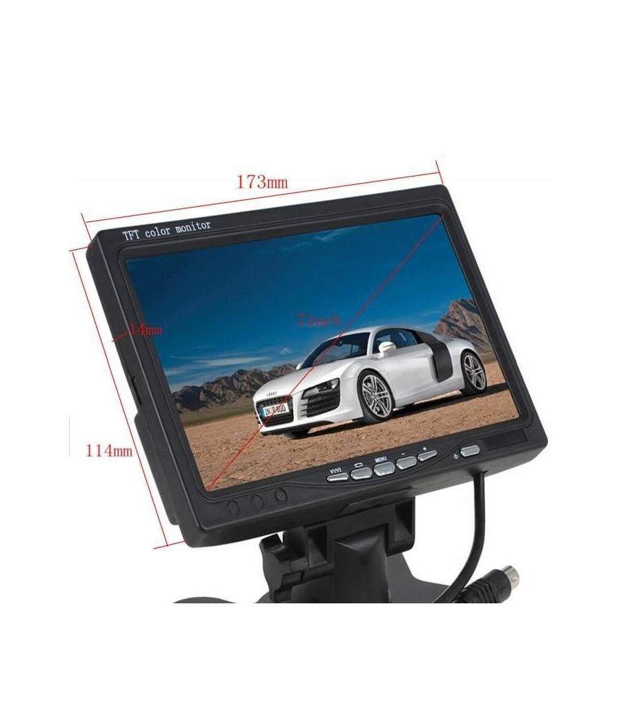 Monitor Lcd 7'' Pollici 2 Ingressi Video Tft Poggiatesta Auto Retromarcia Staffa --2