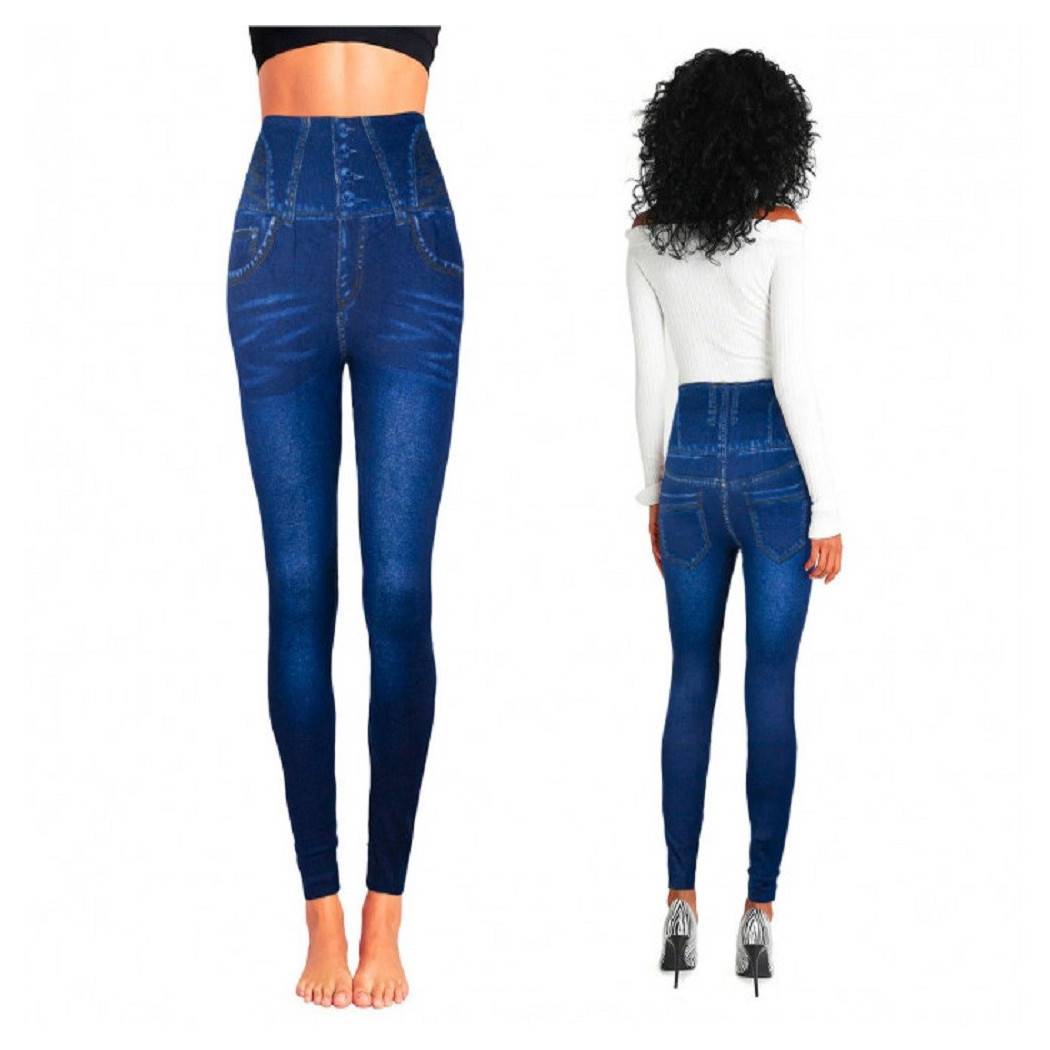 Leggings Termici N9050 Effetto Denim Ruinur Mod. Maia Con Interno Felpato Blu - M-L-0