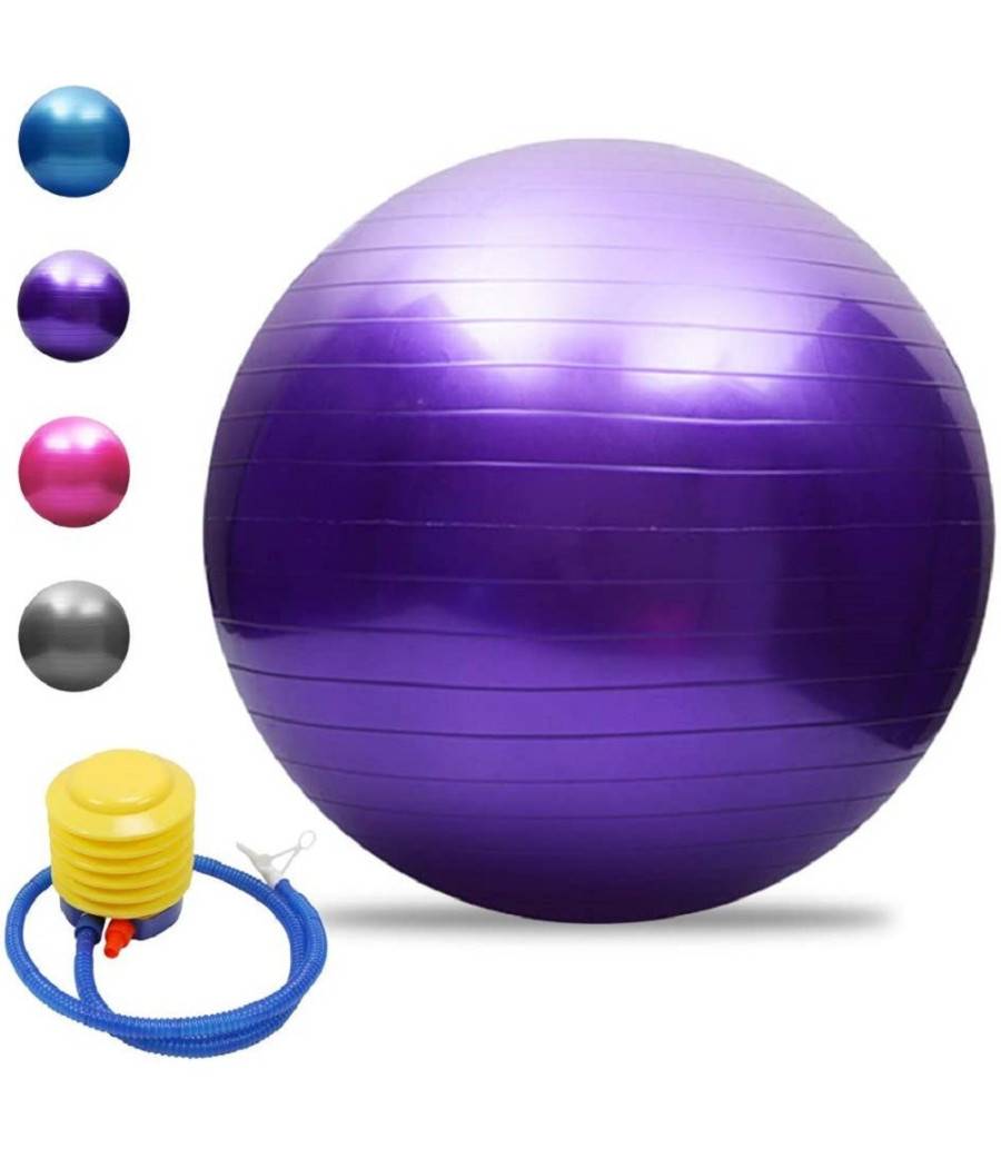 Palla Da Ginnastica Fitness Yoga Con Pompa Per Pilates Esercizi Allenamento 75cm - Viola-0