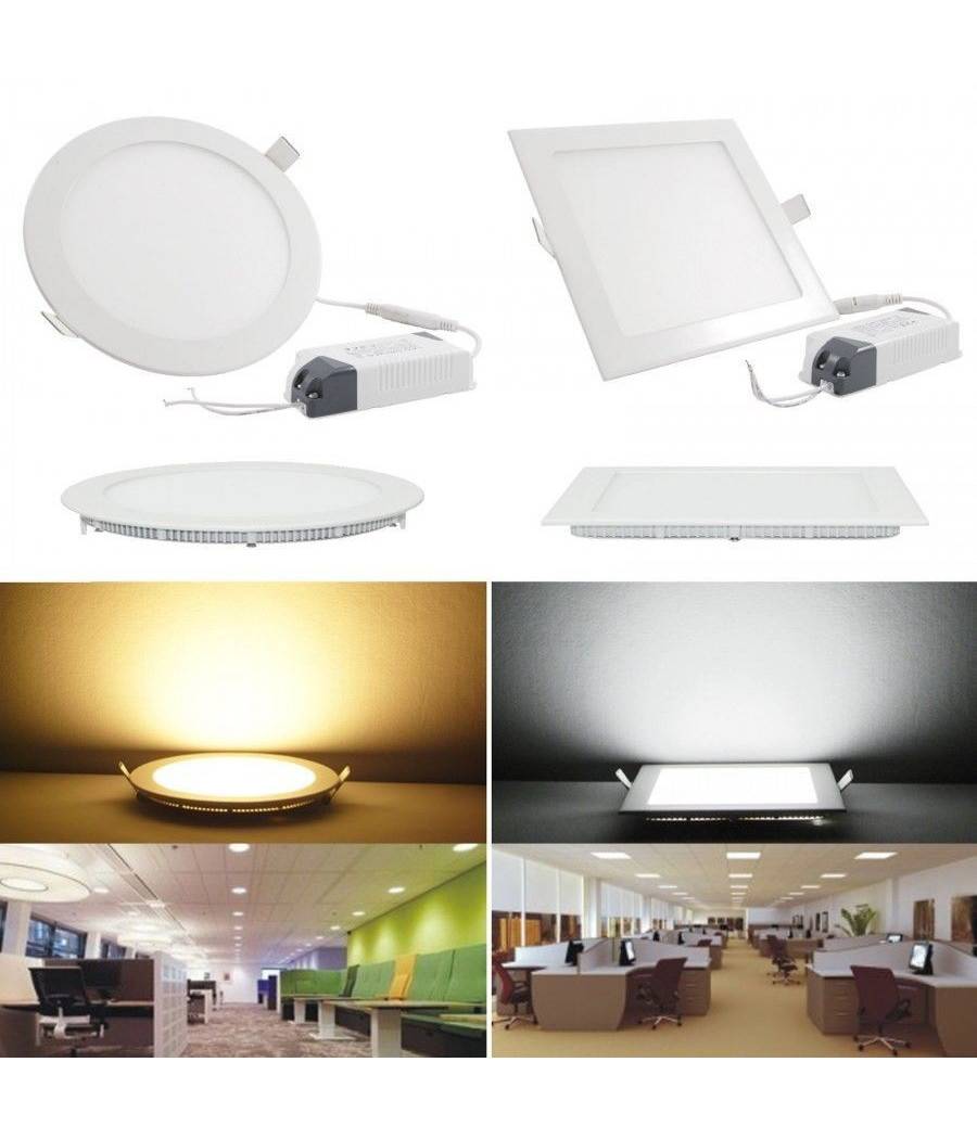 Pannello Faretto Tondo O Quadrato A Led Da 6 A 25 W Ad Incasso Luce Freddo Caldo - -Bianco Caldo-6 Watt -Quadrato --0