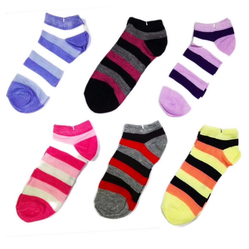 12 Paia Di Calzini A Collo Basso Da Donna Fantasmini In Cotone Colorati 35-40 --0
