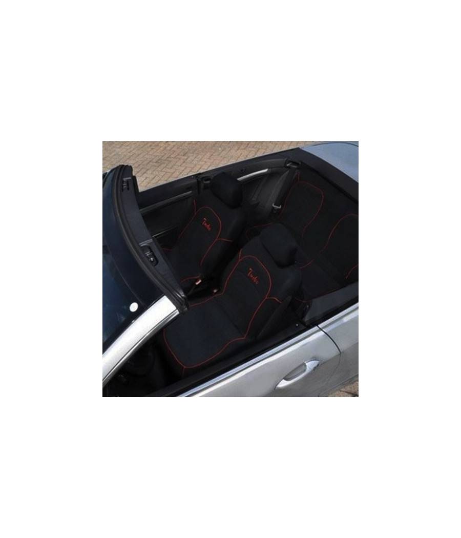 Coprisedili Universali Per Auto 6 Pezzi Colore Nero Finiture Rosse Design Turbo --0